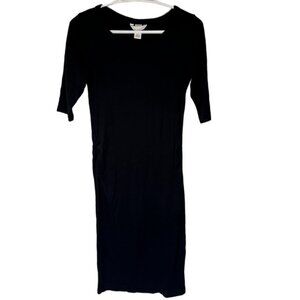 H&M Mama Maternity Black Dress Crew Neck 3/4 Sleeve Size Small Maternity